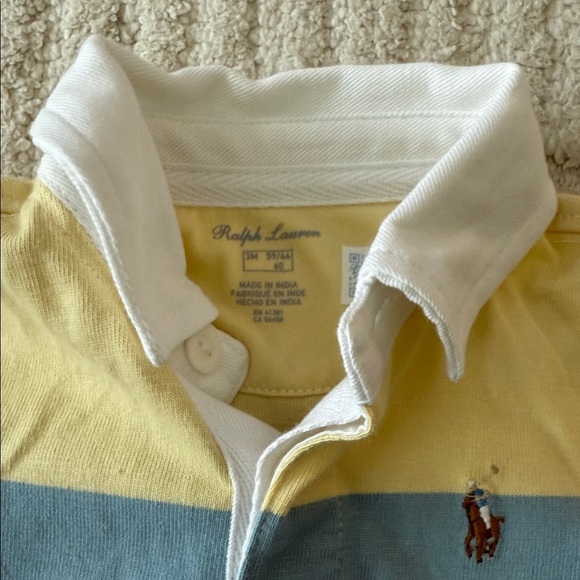 Ralph Lauren Yellow and Blue Polo Romper - Picture 2 of 3